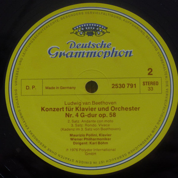 Maurizio Pollini, Karl Böhm, Ludwig van Beethoven, Wiener Philharmoniker, Wiener Philharmoniker – Klavierkonzert = Piano Concerto No.4 LP vinyl record, image 4 of 8