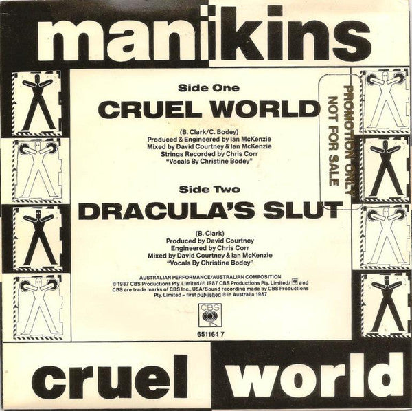 Manikins – Cruel World 7" vinyl record, image 2 of 4