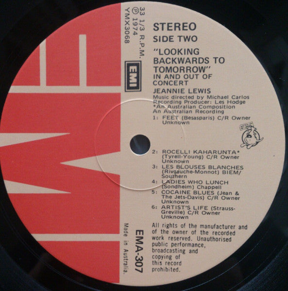 Jeannie Lewis – Looking Backwards To Tomorrow - In And Out Of Concert LP vinyl record, image 5 of 5