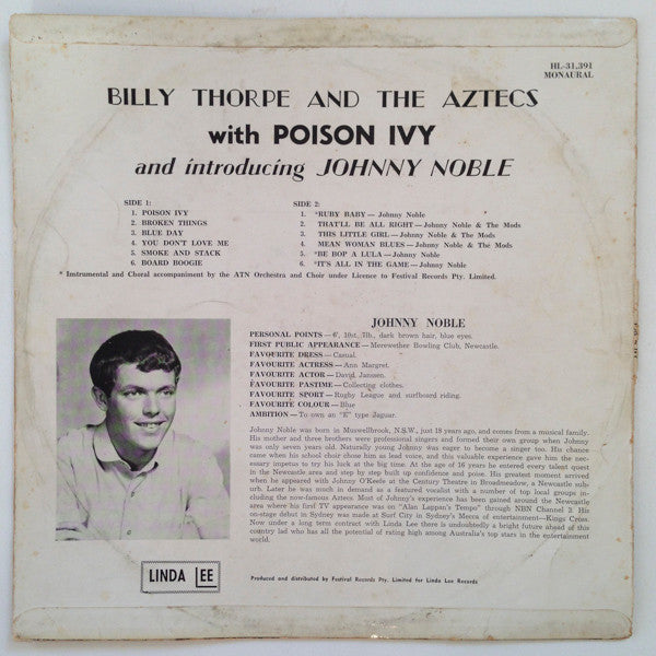 Billy Thorpe And The Aztecs, Johnny Noble – Poison Ivy (VG/VG+) LP, AU ...