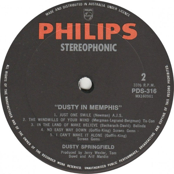 Dusty Springfield – Dusty In Memphis LP vinyl record, image 4 of 4