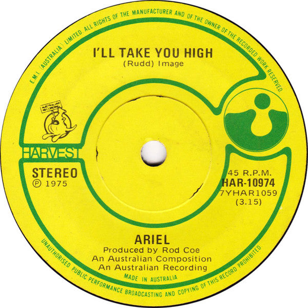 Ariel – I'll Take You High 7" vinyl record, image 1 of 3