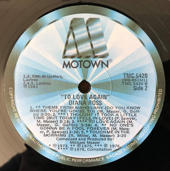 Diana Ross – To Love Again LP vinyl record, image 4 of 4