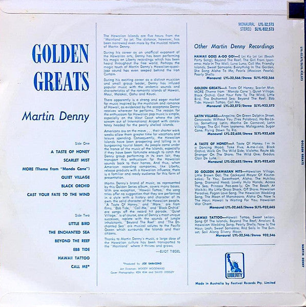 Martin Denny – Golden Greats LP vinyl record, image 2 of 4
