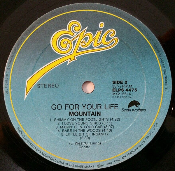 Mountain – Go For Your Life LP vinyl record, image 4 of 4