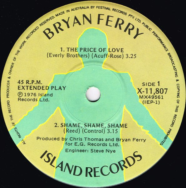 Bryan Ferry – Extended Play 7" vinyl record, image 3 of 3