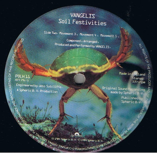Vangelis – Soil Festivities LP vinyl record, image 3 of 4