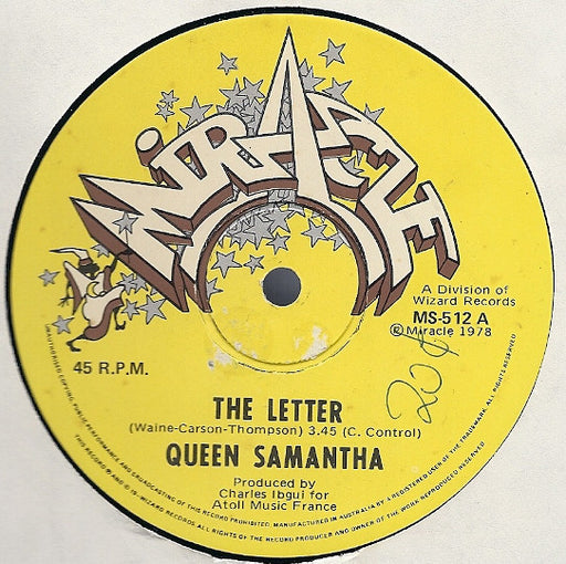 Queen Samantha – The Letter / Singing Hallelujah 12" vinyl record, image 1 of 2