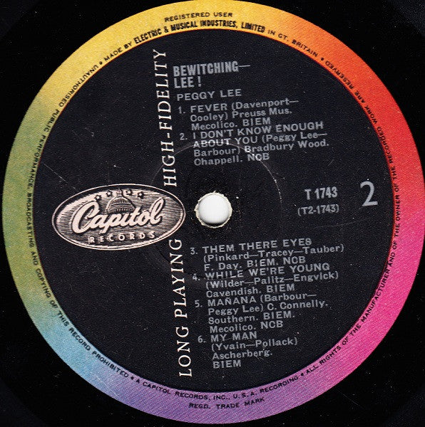 Peggy Lee – Bewitching Lee! LP vinyl record, image 4 of 4