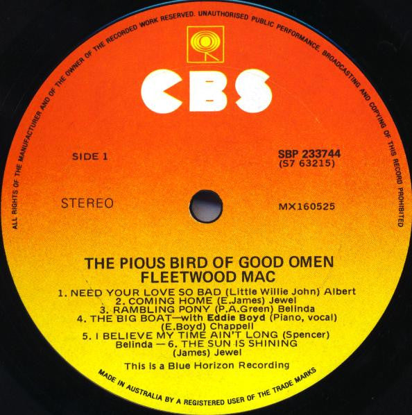 Fleetwood Mac – The Pious Bird Of Good Omen LP vinyl record, image 3 of 4
