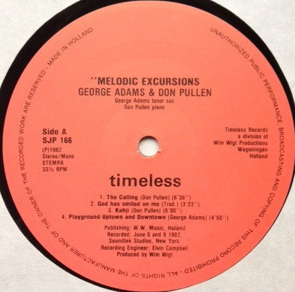 George Adams, Don Pullen – Melodic Excursions LP vinyl record, image 3 of 4