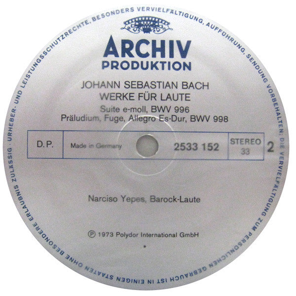 Johann Sebastian Bach, Narciso Yepes – Werke Für Laute = Works for Lute = Œuvres Pour Luth (Gesamtaufnahme = Complete Recordings = Intégrale) (2xLP) LP vinyl record, image 7 of 9