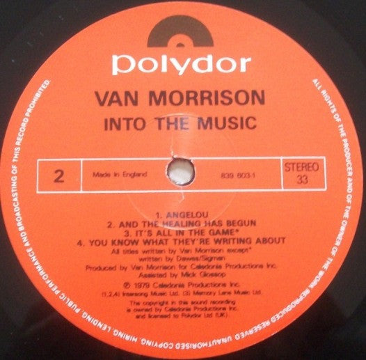 Van Morrison – Into The Music LP vinyl record, image 2 of 2