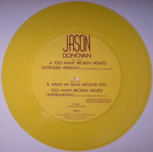Jason Donovan – Too Many Broken Hearts 12" vinyl record, image 2 of 2