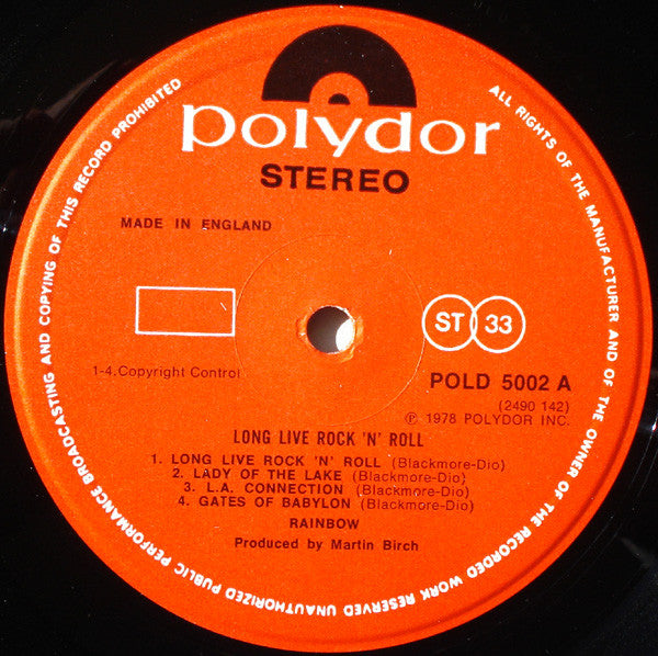 Rainbow – Long Live Rock 'N' Roll LP vinyl record, image 4 of 8