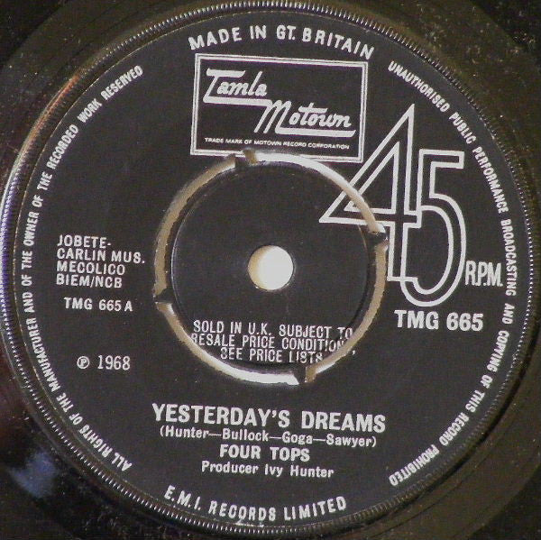 Four Tops – Yesterday's Dreams 7" vinyl record, image 1 of 2