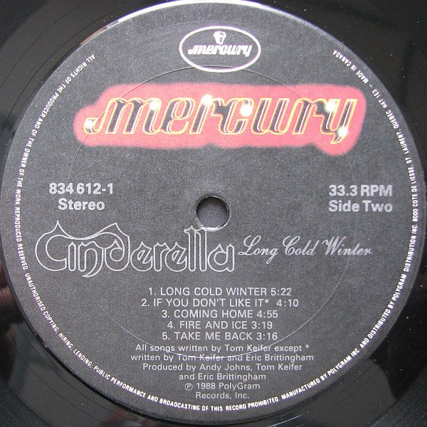 Cinderella – Long Cold Winter LP vinyl record, image 4 of 6