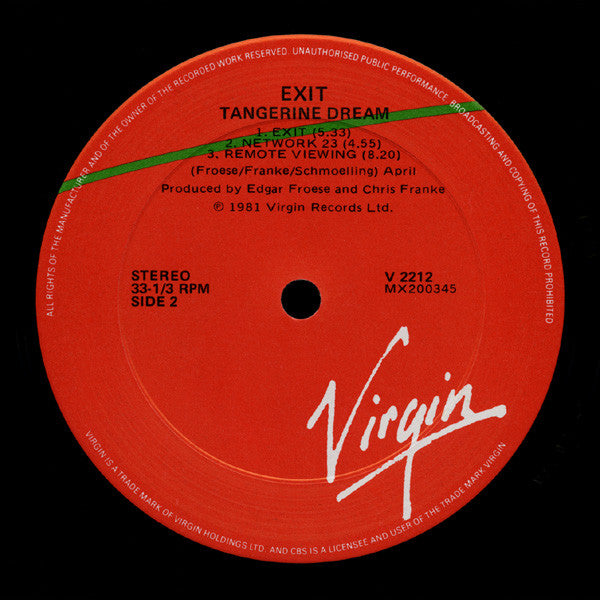 Tangerine Dream – Exit LP vinyl record, image 4 of 4