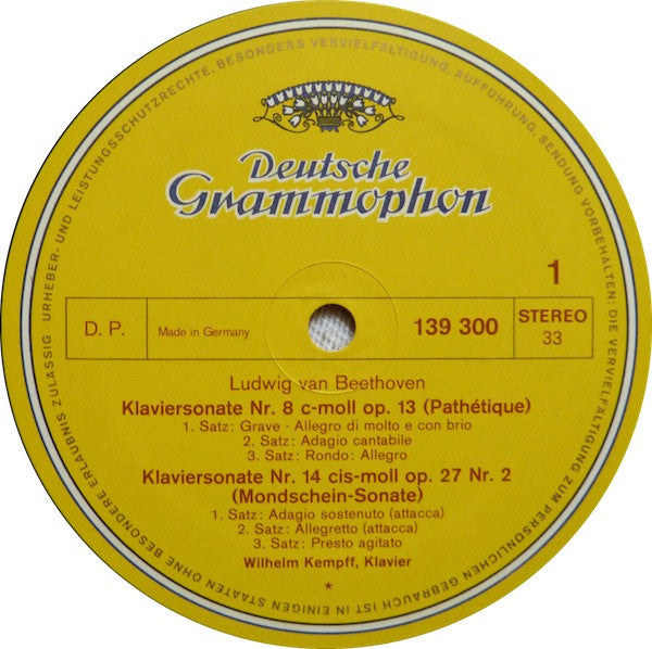 Ludwig van Beethoven, Wilhelm Kempff – Sonaten Pathétique / Mondschein = Moonlight / Appassionata LP vinyl record, image 3 of 9