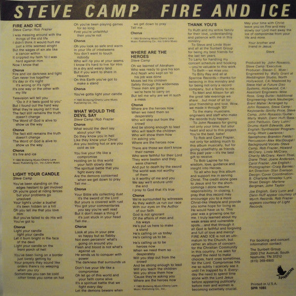 Steve Camp – Fire And Ice LP vinyl record, image 5 of 6