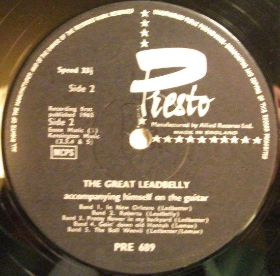 Leadbelly – The Great Leadbelly Accompanying Himself On The Guitar LP vinyl record, image 4 of 4