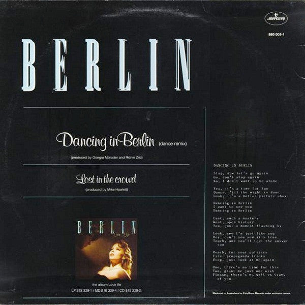 Berlin – Dancing In Berlin (Dance Remix) 12" vinyl record, image 2 of 4