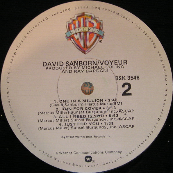 David Sanborn – Voyeur LP vinyl record, image 4 of 4