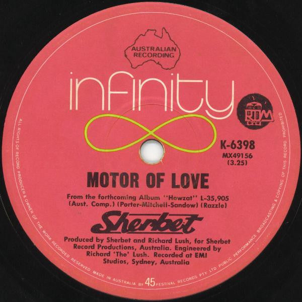 Sherbet – Howzat 7" vinyl record, image 2 of 2