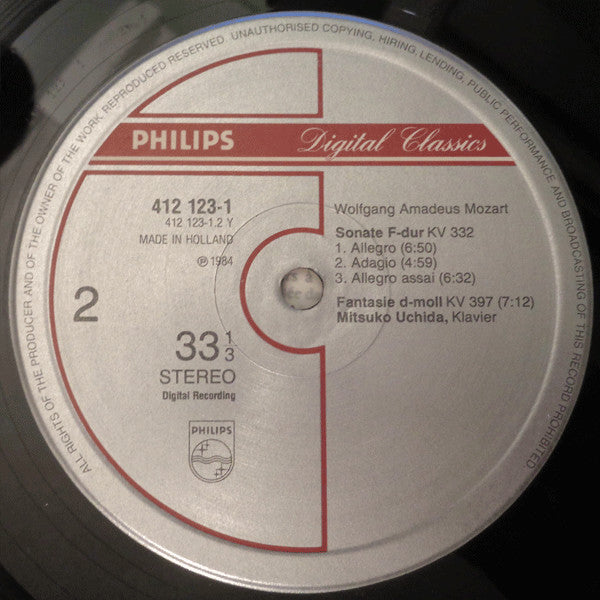 Wolfgang Amadeus Mozart, Mitsuko Uchida – 2 Sonatas = 2 Sonaten : KV 331 "Alle Turca" / KV 332 / Fantasie KV 397 LP vinyl record, image 4 of 6