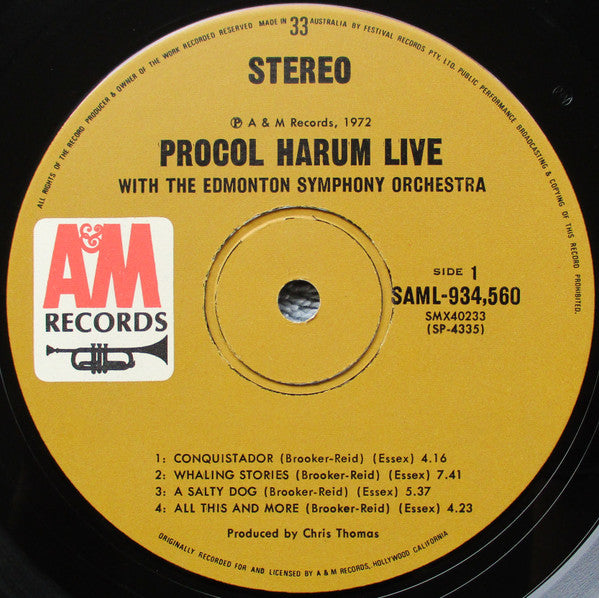 Procol Harum, Edmonton Symphony Orchestra – Live LP vinyl record, image 3 of 3