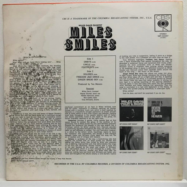 The Miles Davis Quintet – Miles Smiles LP vinyl record, image 2 of 4
