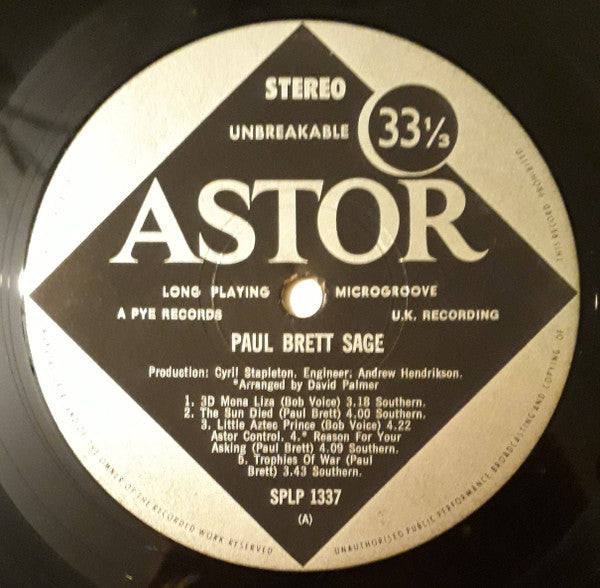 Paul Brett's Sage – Paul Brett Sage LP vinyl record, image 4 of 5