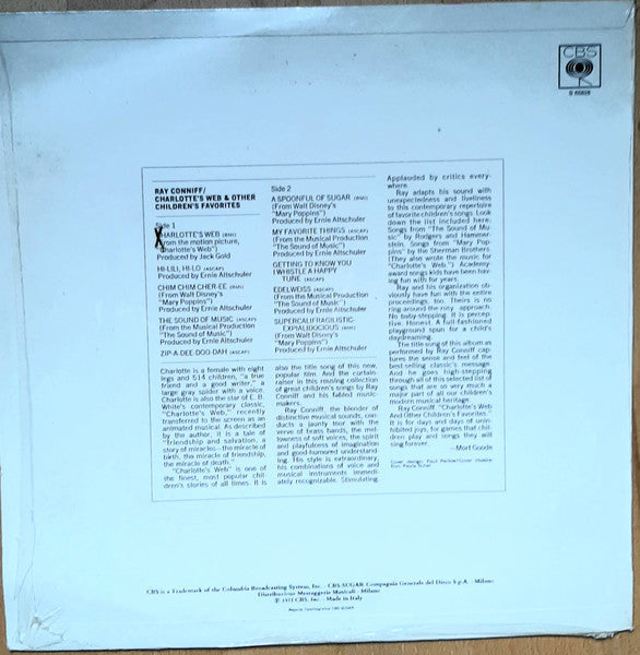 Ray Conniff – Charlotte's Web & Other Children's Favorites LP vinyl record, image 2 of 3