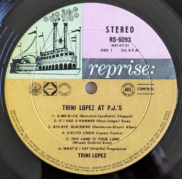 Trini Lopez – Trini Lopez At PJ's LP vinyl record, image 3 of 4