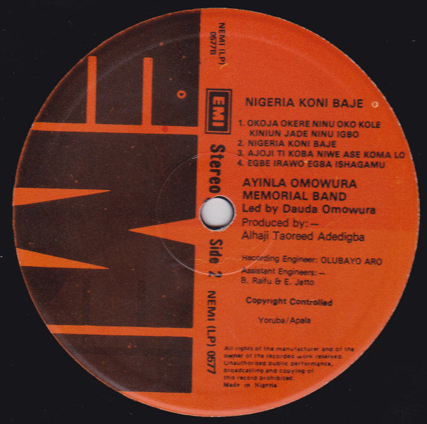 Alhaji Ayinla Omowura Memorial Band – Nigeria Koni Baje LP vinyl record, image 6 of 6