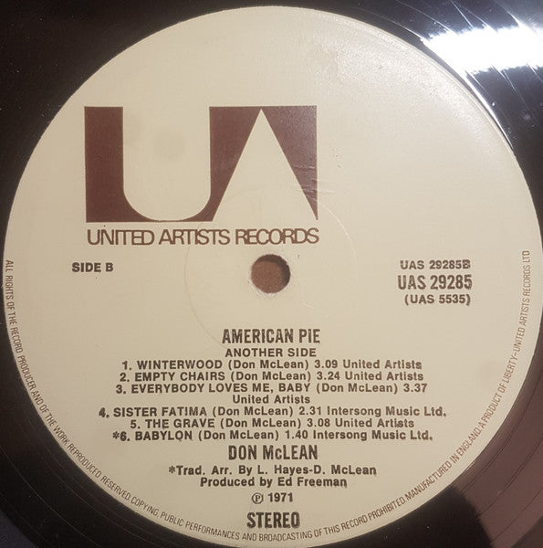 Don McLean – American Pie LP vinyl record, image 4 of 4