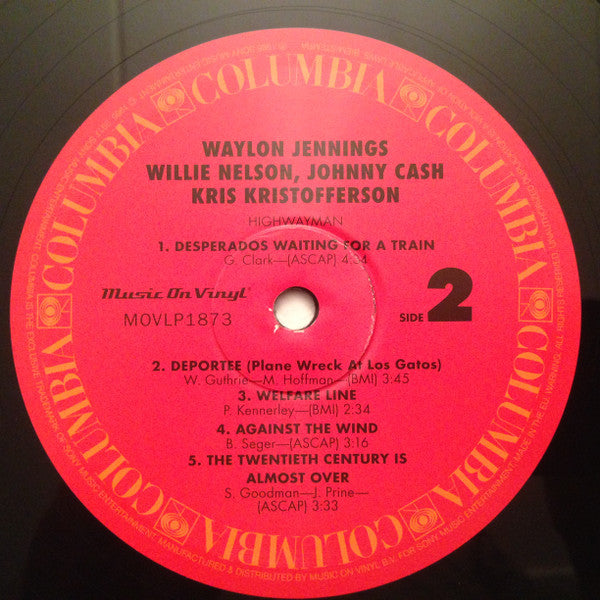 Waylon Jennings, Willie Nelson, Johnny Cash, Kris Kristofferson – Highwayman LP vinyl record, image 4 of 6