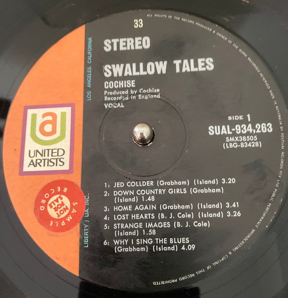 Cochise – Swallow Tales LP vinyl record, image 4 of 4