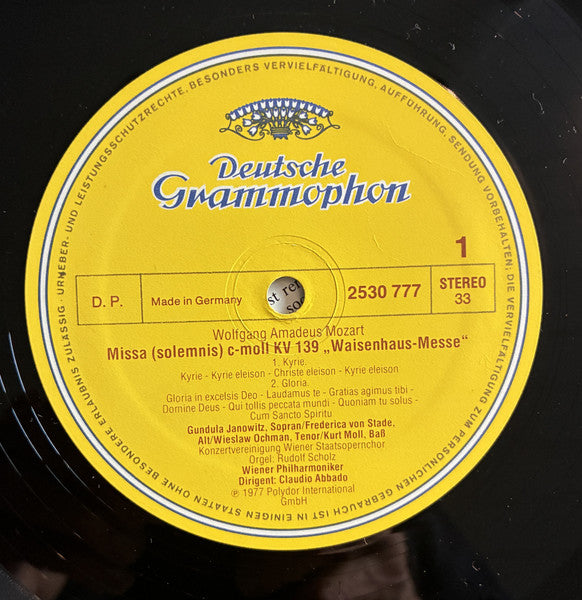Wolfgang Amadeus Mozart, Gundula Janowitz, Frederica von Stade, Wiesław Ochman, Kurt Moll, Wiener Staatsopernchor, Wiener Philharmoniker, Claudio Abbado – Messe KV 139 „Waisenhausmesse” LP vinyl record, image 6 of 7