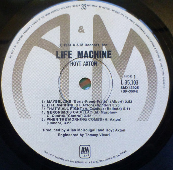 Hoyt Axton – Life Machine LP vinyl record, image 3 of 4