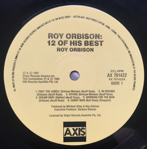 Roy Orbison – 12 Of His Best LP vinyl record, image 3 of 4