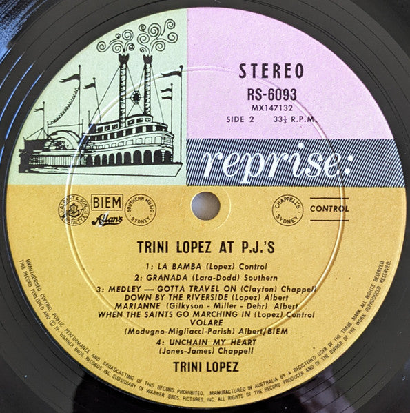 Trini Lopez – Trini Lopez At PJ's LP vinyl record, image 4 of 4