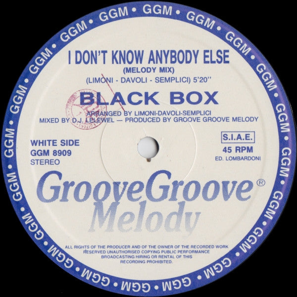 Black Box – I Don't Know Anybody Else 12" vinyl record, image 3 of 4