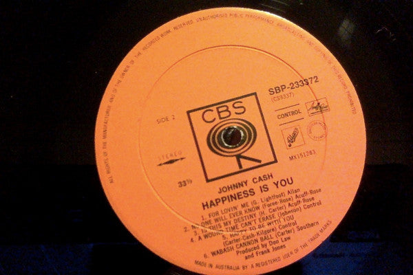 Johnny Cash – Happiness Is You LP vinyl record, image 3 of 4