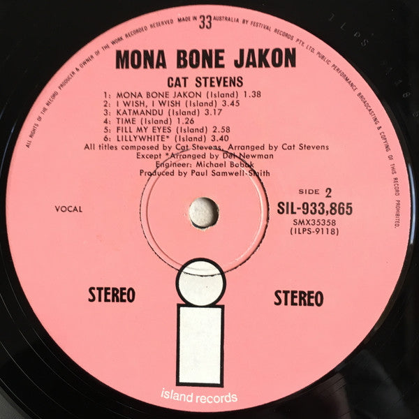 Cat Stevens – Mona Bone Jakon LP vinyl record, image 4 of 4