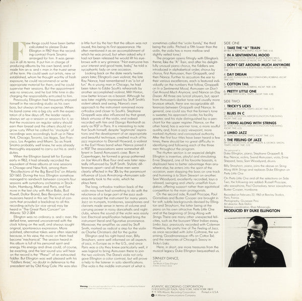 Duke Ellington – Duke Ellington's Jazz Violin Session LP vinyl record, image 2 of 4