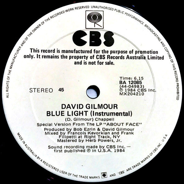 David Gilmour – Blue Light 12" vinyl record, image 4 of 4