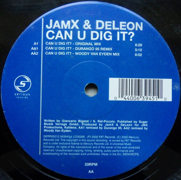 JamX & De Leon – Can U Dig It? 12" vinyl record, image 3 of 3