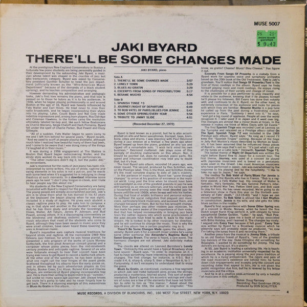 Jaki Byard – There'll Be Some Changes Made LP vinyl record, image 2 of 3
