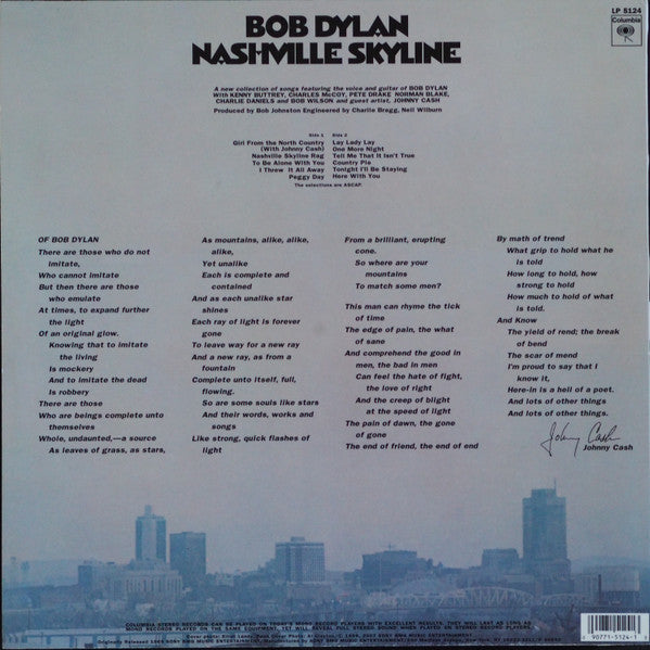 Bob Dylan – Nashville Skyline LP vinyl record, image 3 of 8